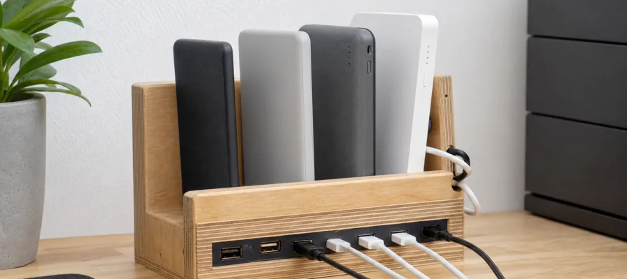 Powerbanks mit einer DIY-Ladestation fuer den Schreibtisch kombinieren